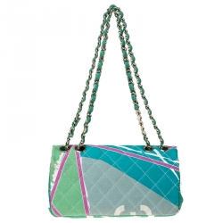 Pre Owned Chanel Multicolor Eiffel Tower Quilted Canvas Flap Shoulder Bag