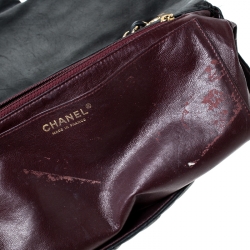 Pre Owned حقيبة شانيل جامبو كلاسيك جلد أسود مبطن بقلاب 