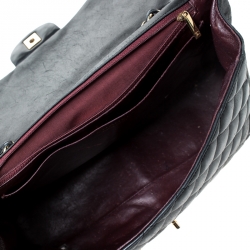 Pre Owned حقيبة شانيل جامبو كلاسيك جلد أسود مبطن بقلاب 