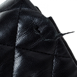 Pre Owned حقيبة شانيل جامبو كلاسيك جلد أسود مبطن بقلاب 