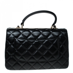 Pre Owned Chanel Black Lambskin Leather Trendy CC Medium Top Handle Bag