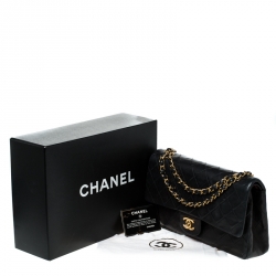 Pre Owned Chanel Black Quilted Leather Medium Vintage Classic Double Flap Bag