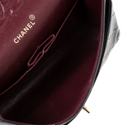 Pre Owned Chanel Black Quilted Leather Medium Vintage Classic Double Flap Bag