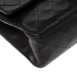 Pre Owned Chanel Black Quilted Leather Medium Vintage Classic Double Flap Bag