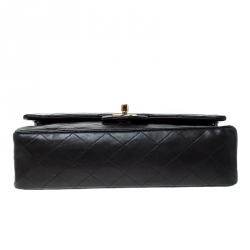 Pre Owned Chanel Black Quilted Leather Medium Vintage Classic Double Flap Bag