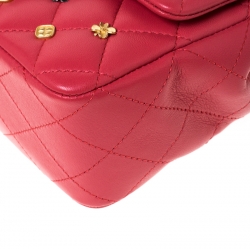 Pre Owned Chanel Coral Pink Quilted Leather Studded Flap Shoulder Bag