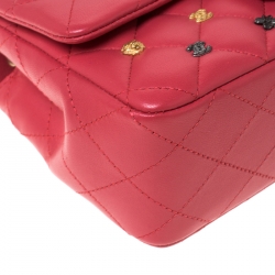Pre Owned Chanel Coral Pink Quilted Leather Studded Flap Shoulder Bag