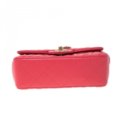 Pre Owned Chanel Coral Pink Quilted Leather Studded Flap Shoulder Bag