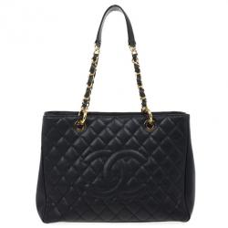 Pre Owned Chanel Black Caviar Grand Shopper Tote