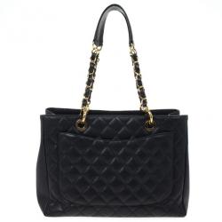 Pre Owned Chanel Black Caviar Grand Shopper Tote