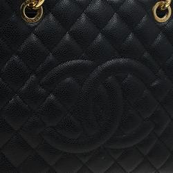 Pre Owned Chanel Black Caviar Grand Shopper Tote