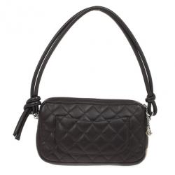 Pre Owned Chanel Black &amp; Beige Mini Calfskin Leather Ligne Cambon Bowler Tote
