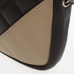 Pre Owned Chanel Black &amp; Beige Mini Calfskin Leather Ligne Cambon Bowler Tote