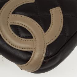 Pre Owned Chanel Black &amp; Beige Mini Calfskin Leather Ligne Cambon Bowler Tote