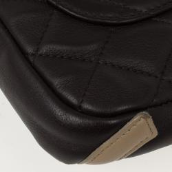 Pre Owned Chanel Black &amp; Beige Mini Calfskin Leather Ligne Cambon Bowler Tote
