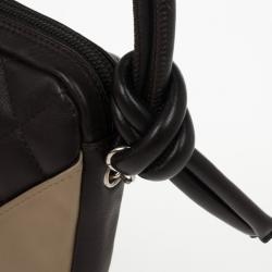 Pre Owned Chanel Black &amp; Beige Mini Calfskin Leather Ligne Cambon Bowler Tote