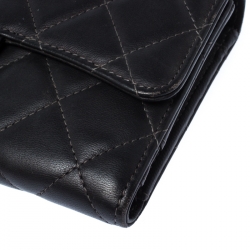 Chanel Black Quilted Leather Classic L Flap Wallet