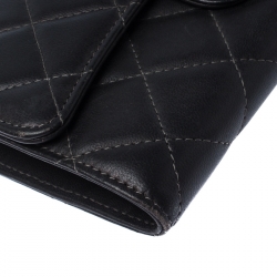 Chanel Black Quilted Leather Classic L Flap Wallet