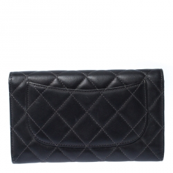 Chanel Black Quilted Leather Classic L Flap Wallet