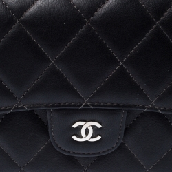 Chanel Black Quilted Leather Classic L Flap Wallet