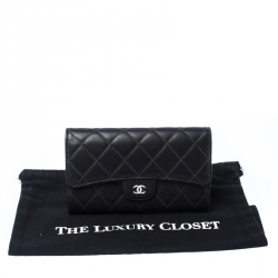 Chanel Black Quilted Leather Classic L Flap Wallet