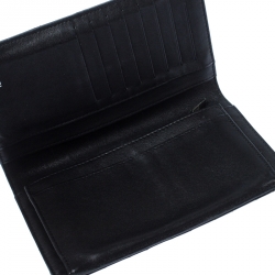 Chanel Black Quilted Patent Leather CC L Yen Continental Wallet