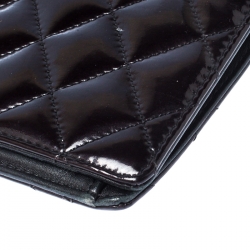 Chanel Black Quilted Patent Leather CC L Yen Continental Wallet