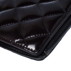 Chanel Black Quilted Patent Leather CC L Yen Continental Wallet