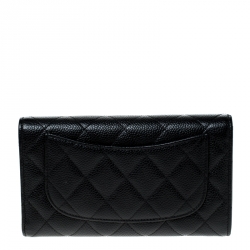 Chanel Black Quilted Leather Classic L Flap Wallet