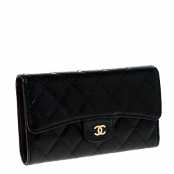 Chanel Black Quilted Leather Classic L Flap Wallet