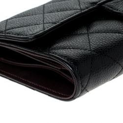 Chanel Black Quilted Leather Classic L Flap Wallet