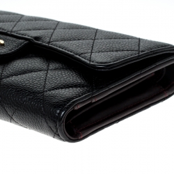 Chanel Black Quilted Leather Classic L Flap Wallet