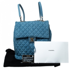 Pre Owned Chanel Blue Quilted Denim Large Urban Spirit Backpack 