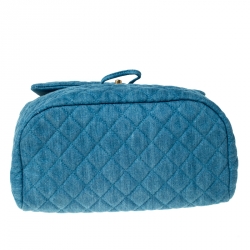 Pre Owned Chanel Blue Quilted Denim Large Urban Spirit Backpack 