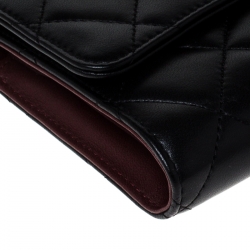 Pre Owned محفظة شانيل قلاب كلاسيك جلد مبطنة سوداء