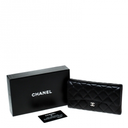 Pre Owned محفظة شانيل قلاب كلاسيك جلد مبطنة سوداء