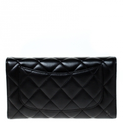Pre Owned محفظة شانيل قلاب كلاسيك جلد مبطنة سوداء