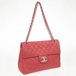 Chanel Red Lambskin Classic Maxi Flap 