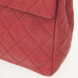 Chanel Red Lambskin Classic Maxi Flap 