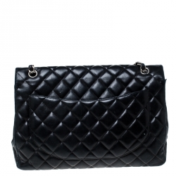 Pre Owned Chanel Black Quilted Leather Maxi Classic Single Flap Bag