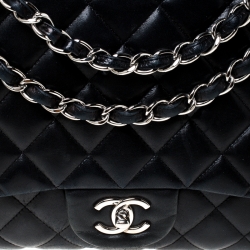 Pre Owned Chanel Black Quilted Leather Maxi Classic Single Flap Bag