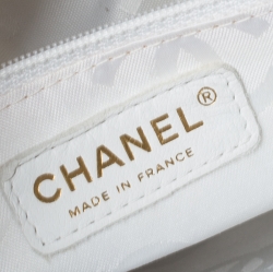 Pre Owned Chanel Blue/White CC Floral Print Canvas Chain Tote 