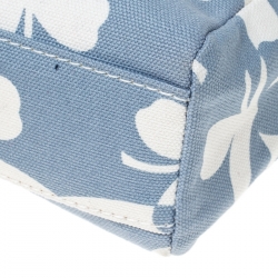 Pre Owned Chanel Blue/White CC Floral Print Canvas Chain Tote 