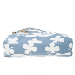Pre Owned Chanel Blue/White CC Floral Print Canvas Chain Tote 