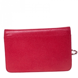 مملوكة مسبقًا Chanel Red Caviar Leather Timeless WOC Clutch Bag