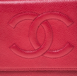 مملوكة مسبقًا Chanel Red Caviar Leather Timeless WOC Clutch Bag