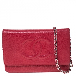 مملوكة مسبقًا Chanel Red Caviar Leather Timeless WOC Clutch Bag