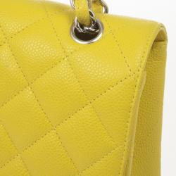 Pre Owned Chanel Yellow Caviar Classic Maxi Flap Bag