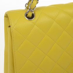 Pre Owned Chanel Yellow Caviar Classic Maxi Flap Bag