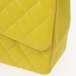 Pre Owned Chanel Yellow Caviar Classic Maxi Flap Bag